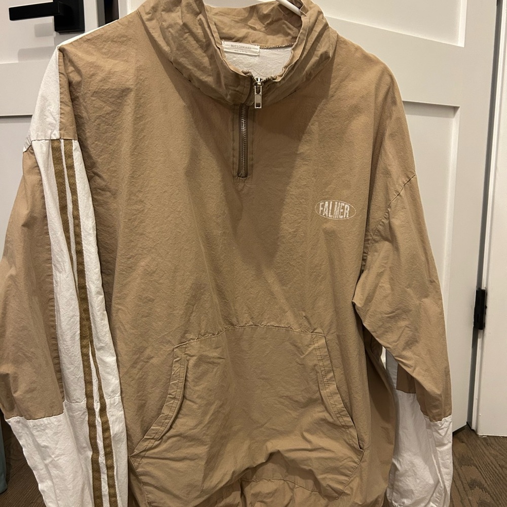 Tan and White Men's Jacket